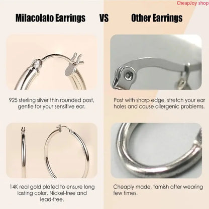 14K Chunky Gold Hoop Earrings for Women 925 Sterling Silver Post Hollow Tube Hoops Earrings 4Mm Thick Hoop Earrings Hypoallergenic Lightweight Gold Big Large Hoop Earrings 25/30/40/50/60/70MM, Gold Jewelry, Accessories