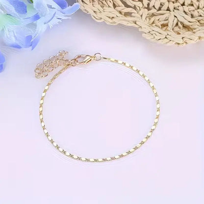 Women'S Unisex Geometric Sequin Ankle Chain - Polished, Elegant Everyday Fashion Accessory for Summer Casual Outings, Beach Wear, Suitable for Costume Jewelry Collections,Sohochic