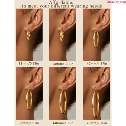 14K Chunky Gold Hoop Earrings for Women 925 Sterling Silver Post Hollow Tube Hoops Earrings 4Mm Thick Hoop Earrings Hypoallergenic Lightweight Gold Big Large Hoop Earrings 25/30/40/50/60/70MM, Gold Jewelry, Accessories