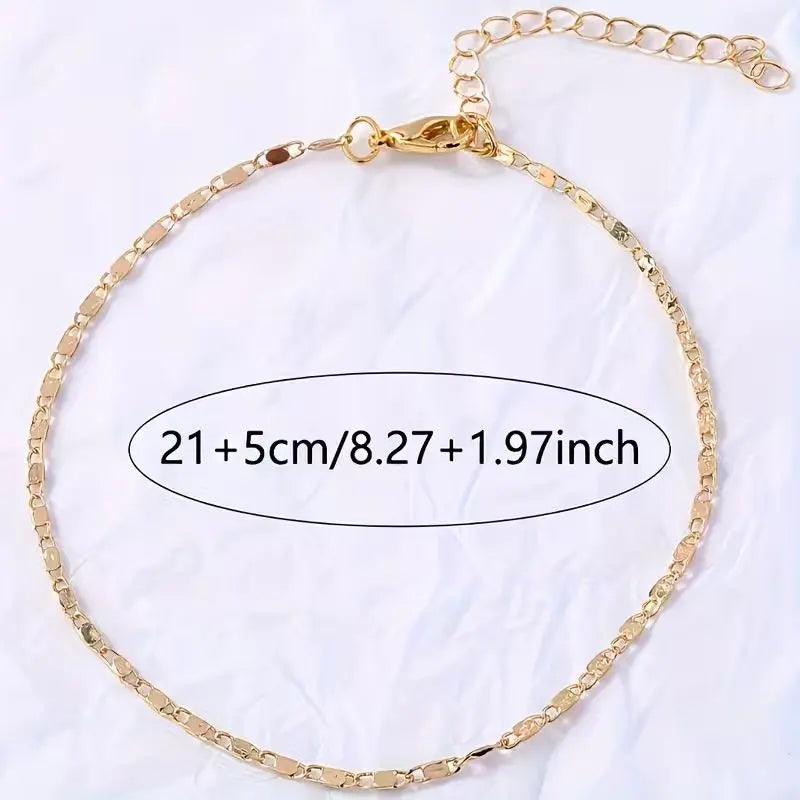 Women'S Unisex Geometric Sequin Ankle Chain - Polished, Elegant Everyday Fashion Accessory for Summer Casual Outings, Beach Wear, Suitable for Costume Jewelry Collections,Sohochic