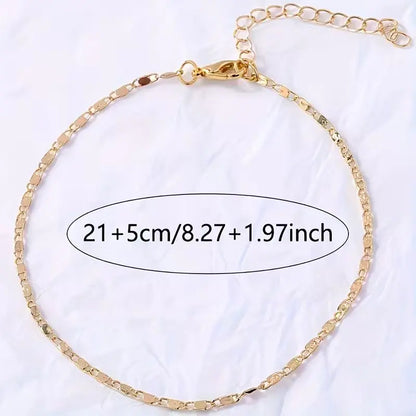 Women'S Unisex Geometric Sequin Ankle Chain - Polished, Elegant Everyday Fashion Accessory for Summer Casual Outings, Beach Wear, Suitable for Costume Jewelry Collections,Sohochic
