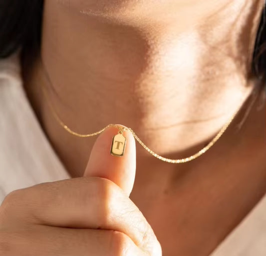 18K Gold Plated High Polished Initial Medal Ball Shaped Medal Initial Letter Disk Necklace Letter Medal Necklace Jewelry