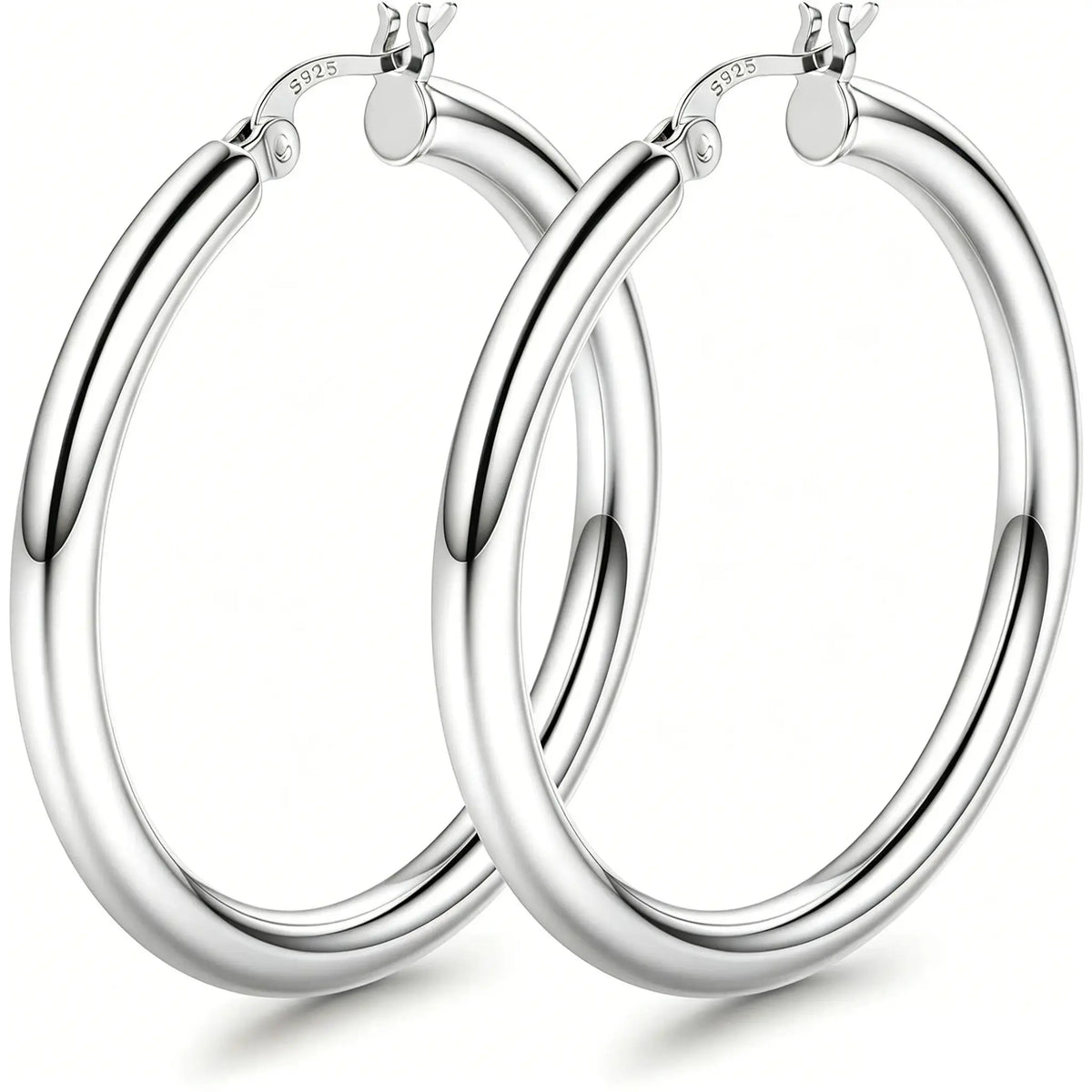14K Chunky Gold Hoop Earrings for Women 925 Sterling Silver Post Hollow Tube Hoops Earrings 4Mm Thick Hoop Earrings Hypoallergenic Lightweight Gold Big Large Hoop Earrings 25/30/40/50/60/70MM, Gold Jewelry, Accessories