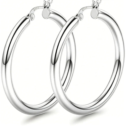 14K Chunky Gold Hoop Earrings for Women 925 Sterling Silver Post Hollow Tube Hoops Earrings 4Mm Thick Hoop Earrings Hypoallergenic Lightweight Gold Big Large Hoop Earrings 25/30/40/50/60/70MM, Gold Jewelry, Accessories