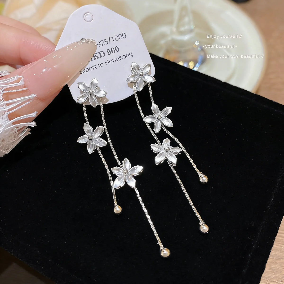 Women'S Handcrafted Flower Drop Dangle Earrings - Minimalist Gold Crystal Jewelry, Bridal Drop Earrings for Bridesmaid Wedding Party Gift Keepsake