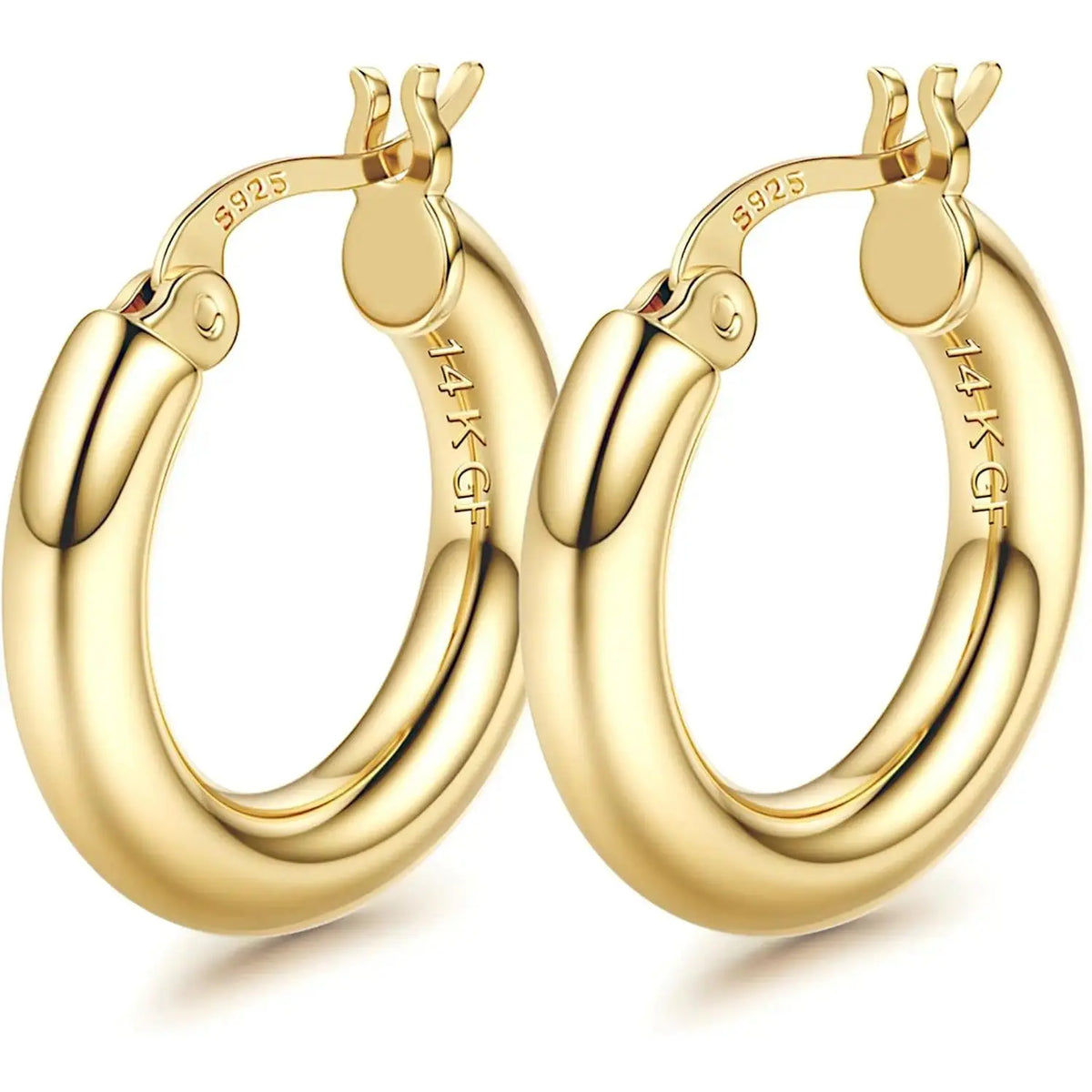 14K Chunky Gold Hoop Earrings for Women 925 Sterling Silver Post Hollow Tube Hoops Earrings 4Mm Thick Hoop Earrings Hypoallergenic Lightweight Gold Big Large Hoop Earrings 25/30/40/50/60/70MM, Gold Jewelry, Accessories