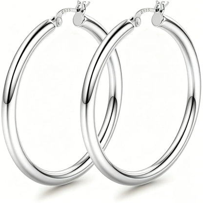 14K Chunky Gold Hoop Earrings for Women 925 Sterling Silver Post Hollow Tube Hoops Earrings 4Mm Thick Hoop Earrings Hypoallergenic Lightweight Gold Big Large Hoop Earrings 25/30/40/50/60/70MM, Gold Jewelry, Accessories