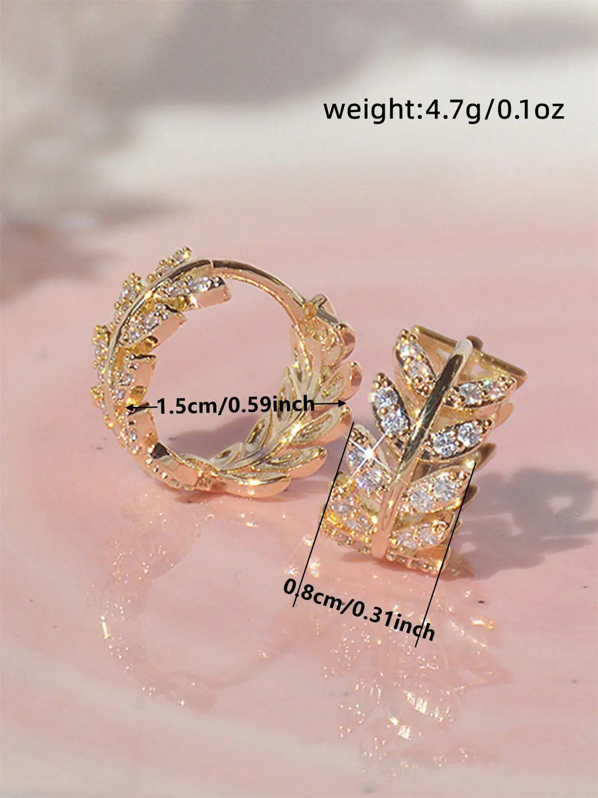 Women'S Leaf-Shaped Zircon Earrings, Shining Earrings, Fashionable Earrings, Casual Copper Inlaid Zircon Composition Dainty Gift for Women, All-Season Party Accessories, Anniversary Wedding Gifts