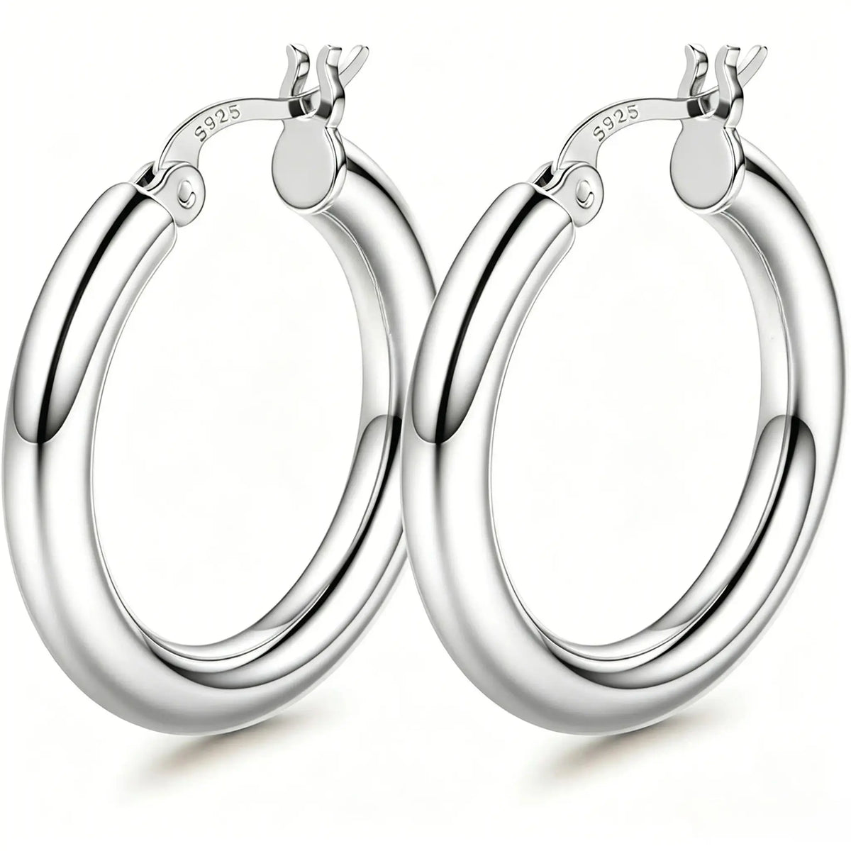 14K Chunky Gold Hoop Earrings for Women 925 Sterling Silver Post Hollow Tube Hoops Earrings 4Mm Thick Hoop Earrings Hypoallergenic Lightweight Gold Big Large Hoop Earrings 25/30/40/50/60/70MM, Gold Jewelry, Accessories