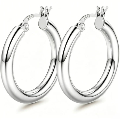 14K Chunky Gold Hoop Earrings for Women 925 Sterling Silver Post Hollow Tube Hoops Earrings 4Mm Thick Hoop Earrings Hypoallergenic Lightweight Gold Big Large Hoop Earrings 25/30/40/50/60/70MM, Gold Jewelry, Accessories