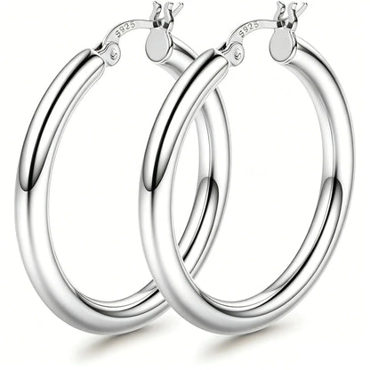 14K Chunky Gold Hoop Earrings for Women 925 Sterling Silver Post Hollow Tube Hoops Earrings 4Mm Thick Hoop Earrings Hypoallergenic Lightweight Gold Big Large Hoop Earrings 25/30/40/50/60/70MM, Gold Jewelry, Accessories