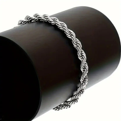 Women'S 925 Sterling Silver 2-Piece Twisted Rope Chain Necklace and Bracelet Set - Basic Unisex Rope Chain Jewelry Sets, Classic Elegant Non-Mosaic Plated Accessory, Elegant Enough for Daily Outings or Gifting,Sohochic