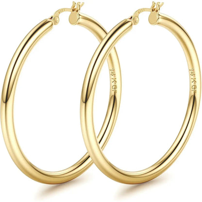 14K Chunky Gold Hoop Earrings for Women 925 Sterling Silver Post Hollow Tube Hoops Earrings 4Mm Thick Hoop Earrings Hypoallergenic Lightweight Gold Big Large Hoop Earrings 25/30/40/50/60/70MM, Gold Jewelry, Accessories