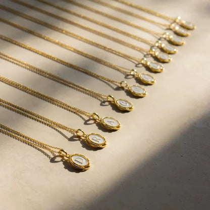 Women'S Initial Necklaces with Dainty Gold Charm Trendy Oval Letter White Enamel Stainless Steel Jewelry