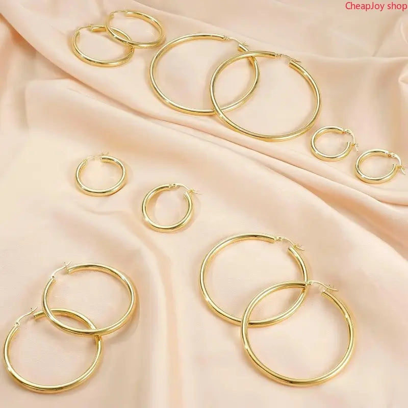 14K Chunky Gold Hoop Earrings for Women 925 Sterling Silver Post Hollow Tube Hoops Earrings 4Mm Thick Hoop Earrings Hypoallergenic Lightweight Gold Big Large Hoop Earrings 25/30/40/50/60/70MM, Gold Jewelry, Accessories