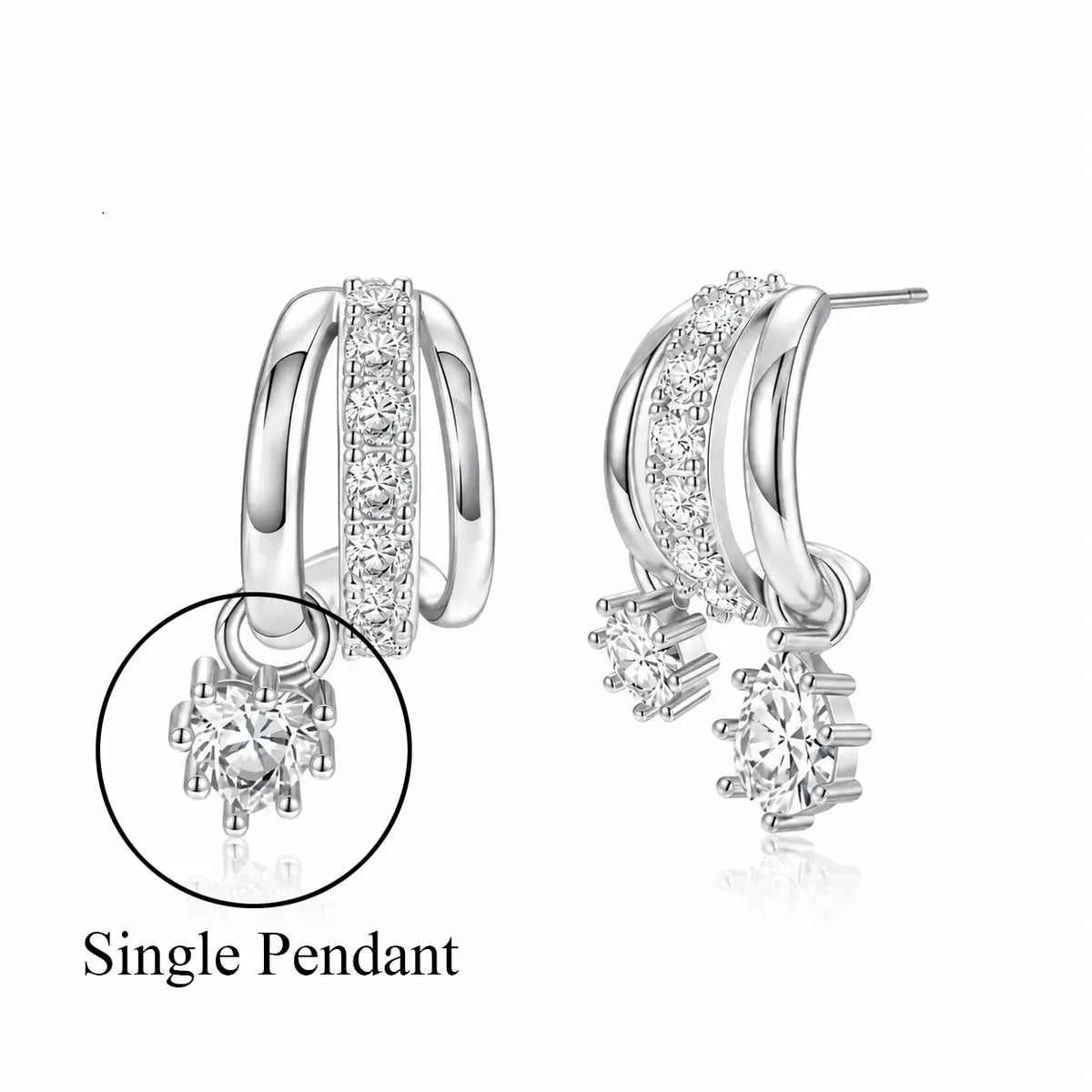 Dearmay Women'S 14 Karat Gold-Plated Asymmetrical Earrings, Single-Pendant & Double-Pendant with Zircon, Jewelry Gift for Girls