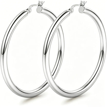 14K Chunky Gold Hoop Earrings for Women 925 Sterling Silver Post Hollow Tube Hoops Earrings 4Mm Thick Hoop Earrings Hypoallergenic Lightweight Gold Big Large Hoop Earrings 25/30/40/50/60/70MM, Gold Jewelry, Accessories